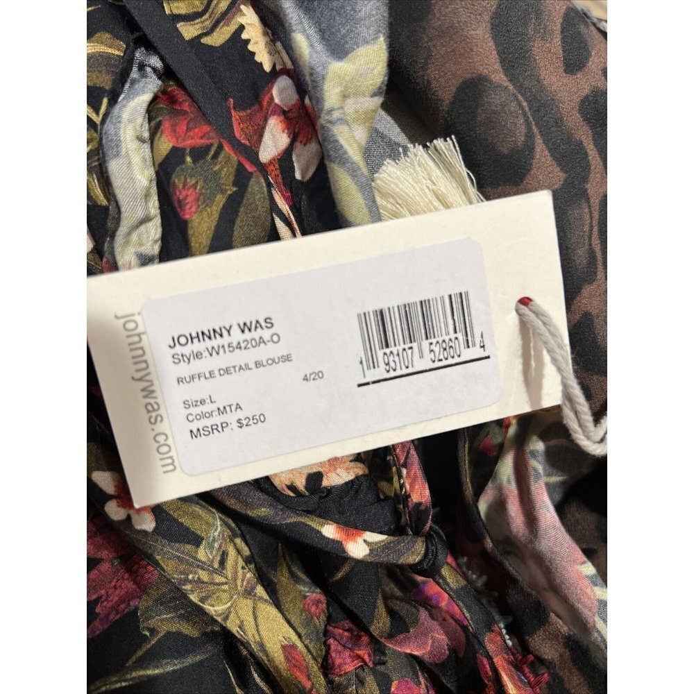 Johnny Was Workshop Ruffle Detail Floral Long Sleeve Blouse Chic size L - Picture 7 of 7